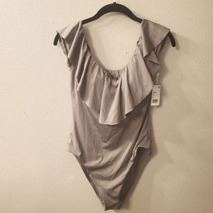 NWT Trina Turk Taupe Ruffle Swimsuit